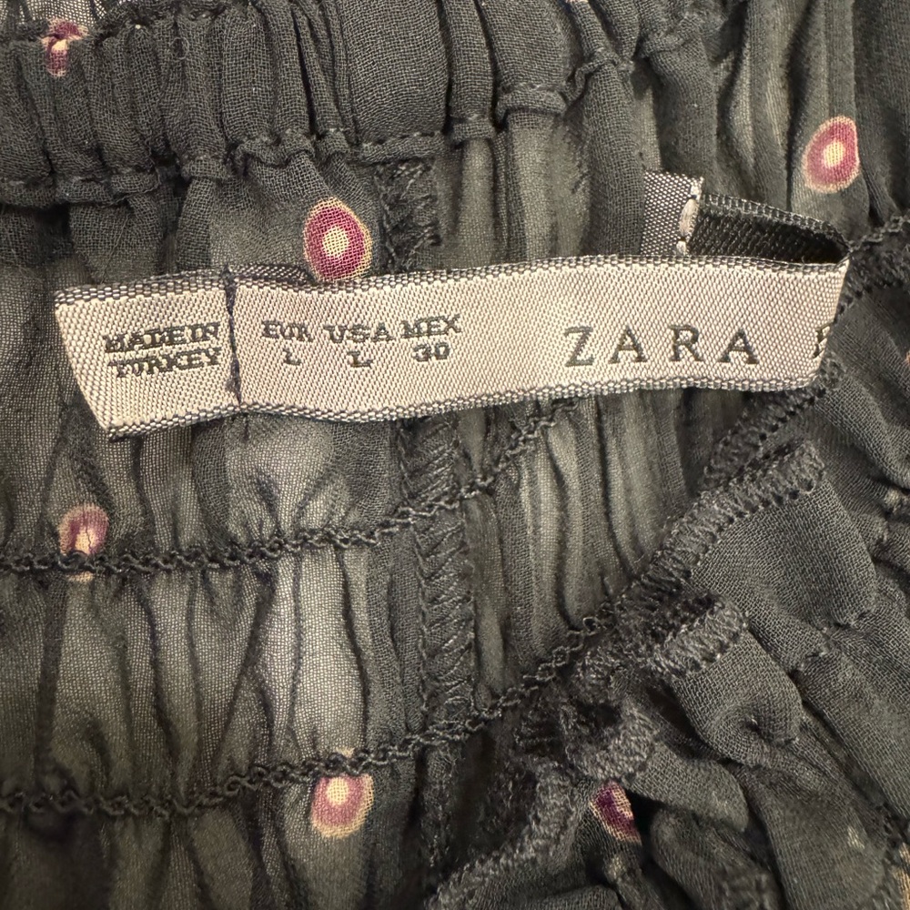 Zara Basic Boho Floral Smocked Dress - Size L - Picture 2 of 15